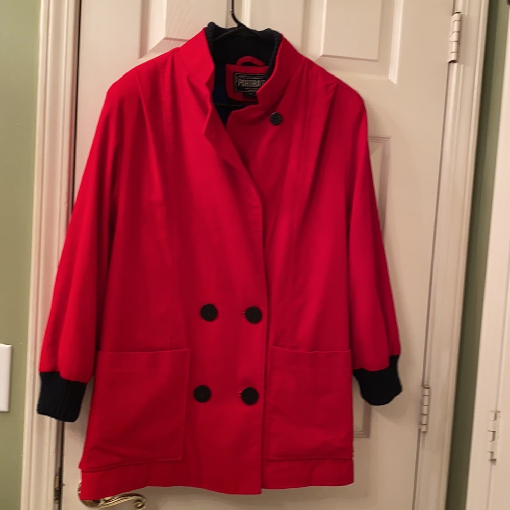 Portrait Vintage Red Corduroy Flannel Lined Coat